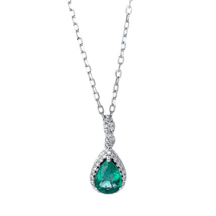 Collier 3er-Krappe Weißgold 18kt 0,09 Diamantschmuck Farbstein 0,65 ct - 4J765