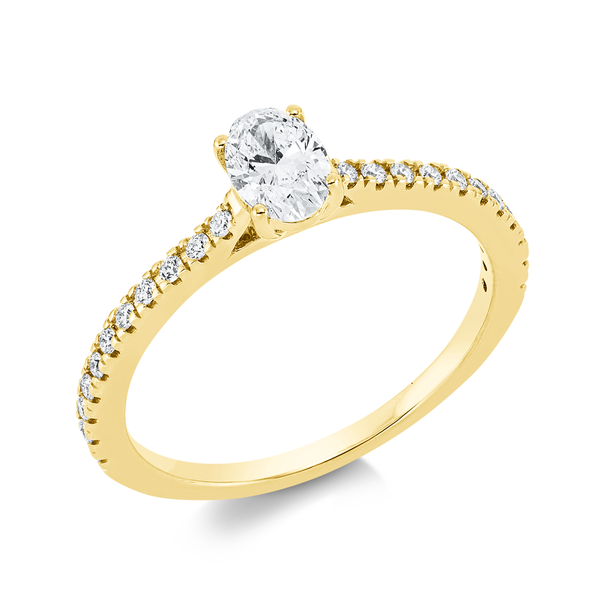 1CD17G Solitaeire 4er-Krappe Gelbgold 18kt 0,54 Diamantringe mit 23 Diamanten - 1CD17 – Bild 1