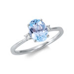 Farbstein 4er-Krappe Weißgold 18kt 0,04 Diamantringe Farbstein 1,43 ct - 1CF75