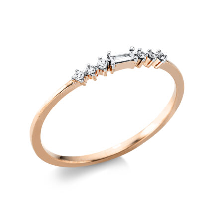 Solitaeire Rosegold / Weißgold 18kt 0,08 Diamantringe mit 7 Diamanten - 1AD54 [Digital]