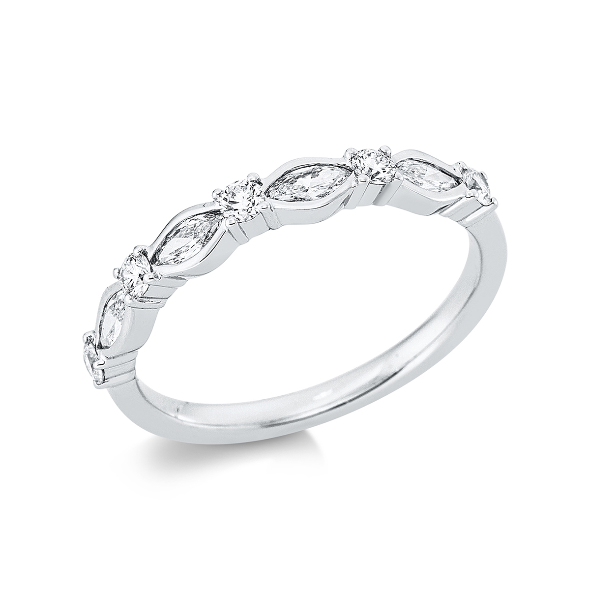 1CT13W Mehrfachsteinbesatz Weißgold 18kt 0,46 Diamantringe mit 9 Diamanten - 1CT13 – Bild 1