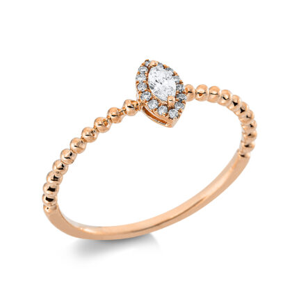Solitaeire Rosegold 18kt 0,13 Diamantringe mit 15 Diamanten - 1DB10
