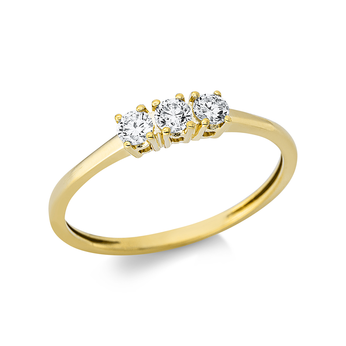 1DC75G Solitaeire 4er-Krappe Gelbgold 18kt 0,25 Diamantringe mit 3 Diamanten - 1DC75 – Bild 1