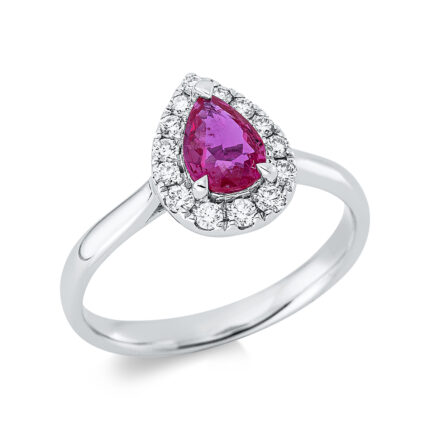 Farbstein 3er-Krappe Weißgold 18kt 0,24 Diamantringe Farbstein 0,78 ct - 1DI51