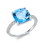 Farbstein 4er-Krappe Weißgold 18kt 0,25 Diamantringe Farbstein 4,17 ct - 1DJ09