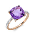 Farbstein 4er-Krappe Rosegold 18kt 0,25 Diamantringe Farbstein 3,71 ct - 1DJ11