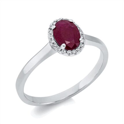 Farbstein 4er-Krappe Weißgold 18kt 0,06 Diamantringe Farbstein 1 ct - 1EZ82