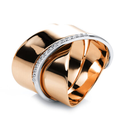 Mehrfachsteinbesatz Rosegold / Weißgold 18kt 0,14 Diamantringe mit 15 Diamanten - 1G673