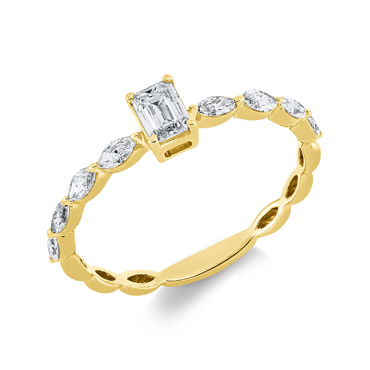 1GG47G Solitaeire Gelbgold 18kt 0,54 Diamantringe mit 9 Diamanten - 1GG47 – Bild 1