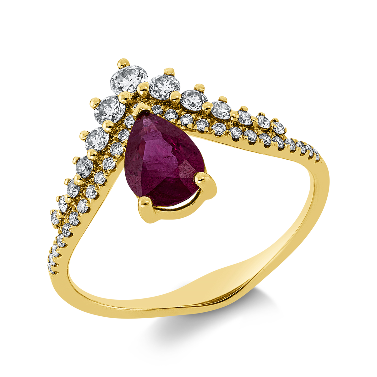 1GS02G Farbstein Gelbgold 18kt 0,37 Diamantringe Farbstein 0,74 ct - 1GS02 – Bild 1