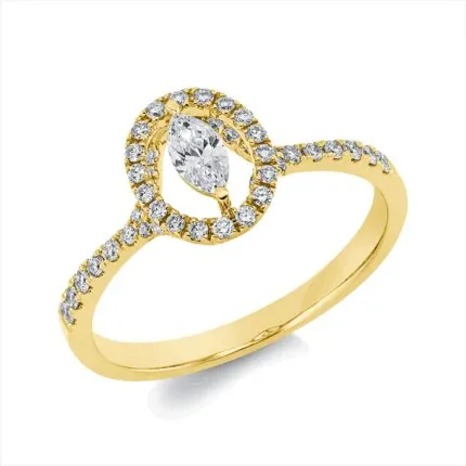 Solitaeire Gelbgold 18kt 0,42 Diamantringe mit 47 Diamanten - 1GU59