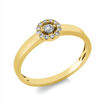 Solitaeire Gelbgold 18kt 0,14 Diamantringe mit 13 Diamanten - 1GV35