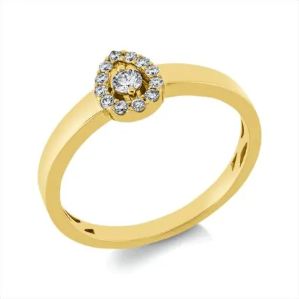 Solitaeire Gelbgold 18kt 0,16 Diamantringe mit 13 Diamanten - 1GV40
