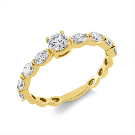 Solitaeire Gelbgold 18kt 0,77 Diamantringe mit 9 Diamanten - 1GV70