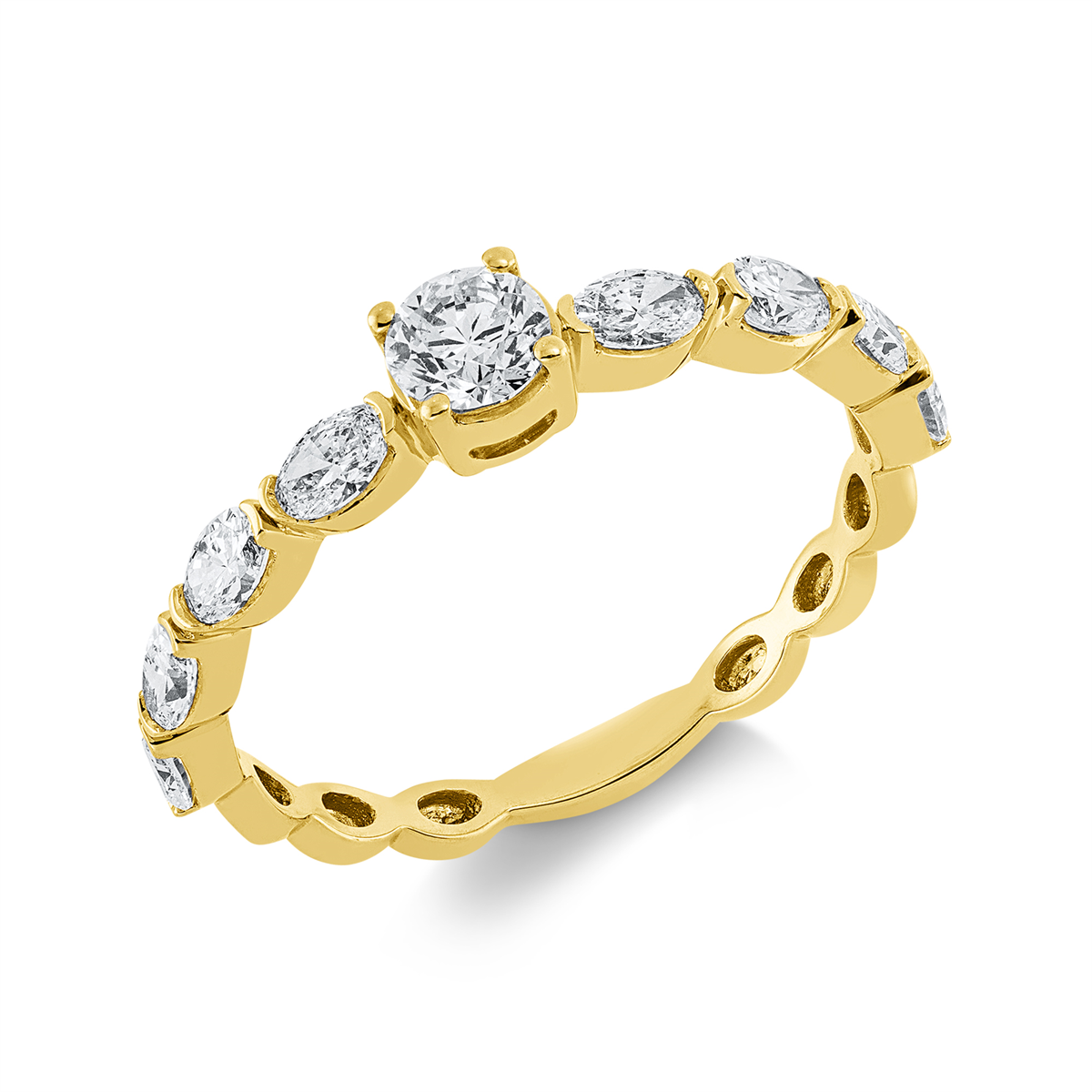 1GV70G Solitaeire Gelbgold 18kt 0,77 Diamantringe mit 9 Diamanten - 1GV70 – Bild 1
