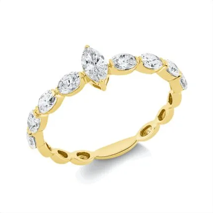 Solitaeire Gelbgold 18kt 0,81 Diamantringe mit 9 Diamanten - 1GV72