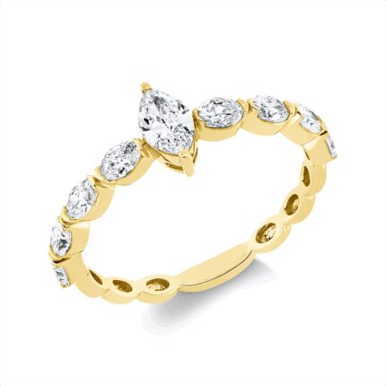 Solitaeire Gelbgold 18kt 0,81 Diamantringe mit 9 Diamanten - 1GV73