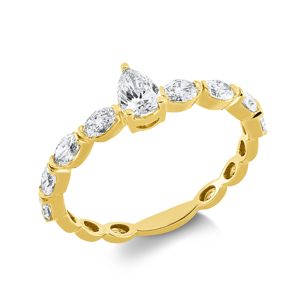 1GV76G Solitaeire Gelbgold 18kt 0,77 Diamantringe mit 9 Diamanten - 1GV76 – Bild 1