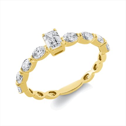 Solitaeire Gelbgold 18kt 0,78 Diamantringe mit 9 Diamanten - 1GV79