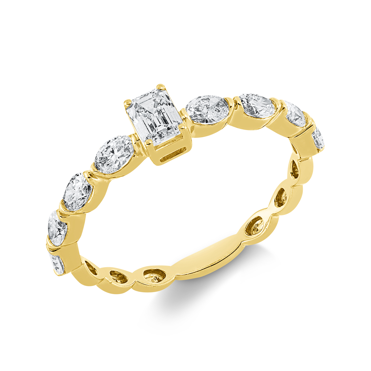1GV79G Solitaeire Gelbgold 18kt 0,78 Diamantringe mit 9 Diamanten - 1GV79 – Bild 1