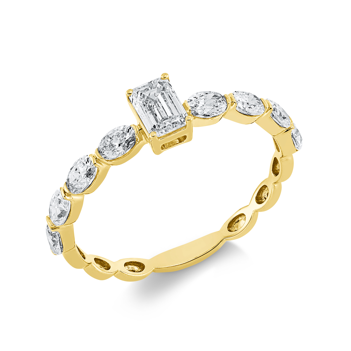 1GV80G Solitaeire Gelbgold 18kt 0,92 Diamantringe mit 9 Diamanten - 1GV80 – Bild 1