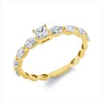 Solitaeire Gelbgold 18kt 0,83 Diamantringe mit 9 Diamanten - 1GV81