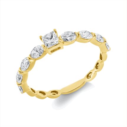 Solitaeire Gelbgold 18kt 0,83 Diamantringe mit 9 Diamanten - 1GV81