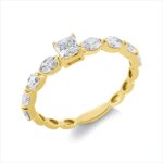 Solitaeire Gelbgold 18kt 0,80 Diamantringe mit 9 Diamanten - 1GV82