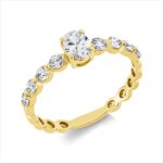 Solitaeire Gelbgold 18kt 0,72 Diamantringe mit 9 Diamanten - 1GV95