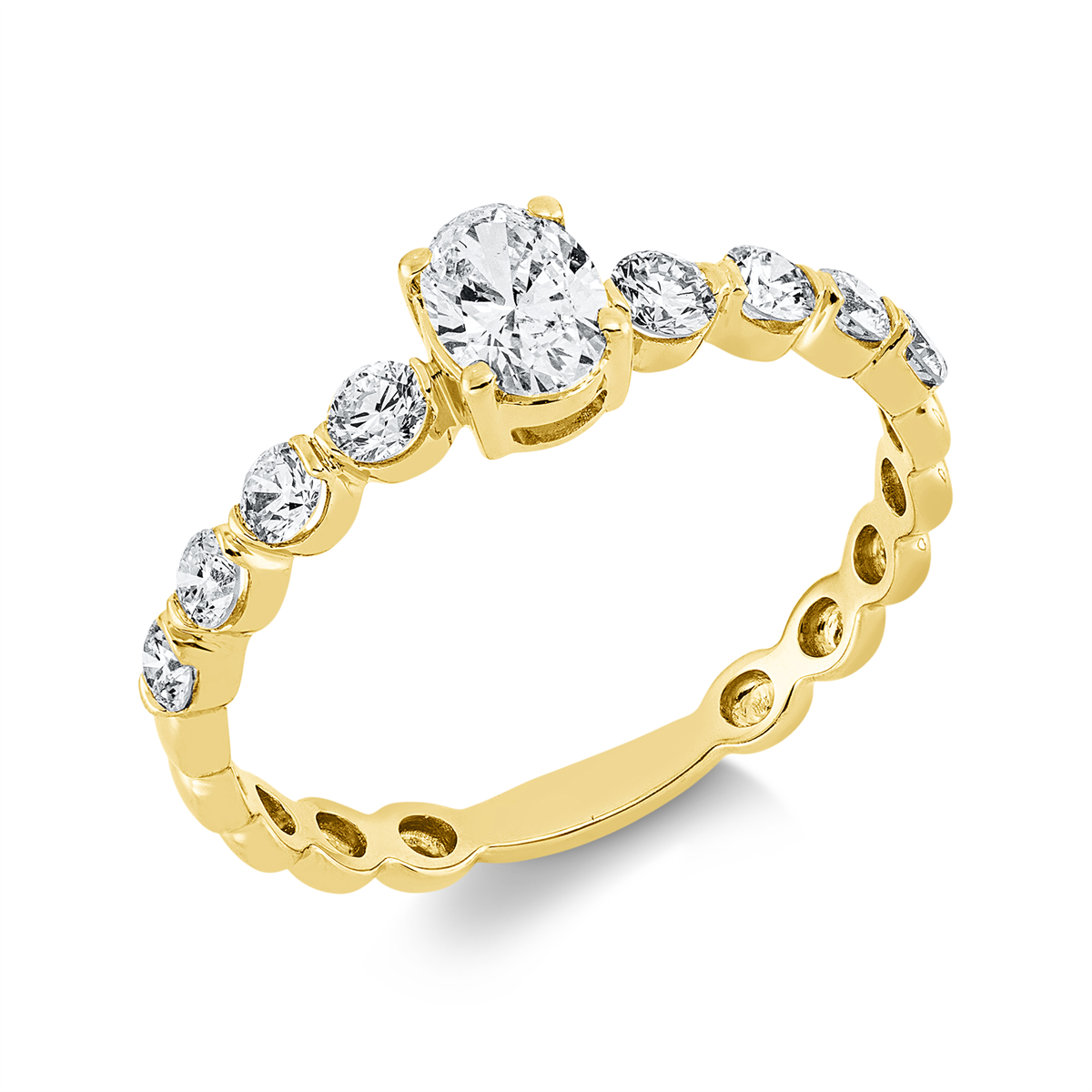 1GV95G Solitaeire Gelbgold 18kt 0,72 Diamantringe mit 9 Diamanten - 1GV95 – Bild 1
