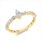 Solitaeire Gelbgold 18kt 0,84 Diamantringe mit 9 Diamanten - 1GW32