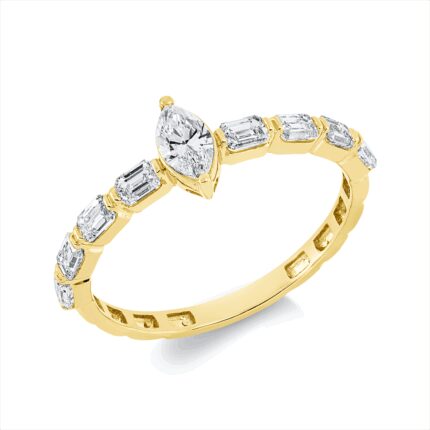 Solitaeire Gelbgold 18kt 0,84 Diamantringe mit 9 Diamanten - 1GW32