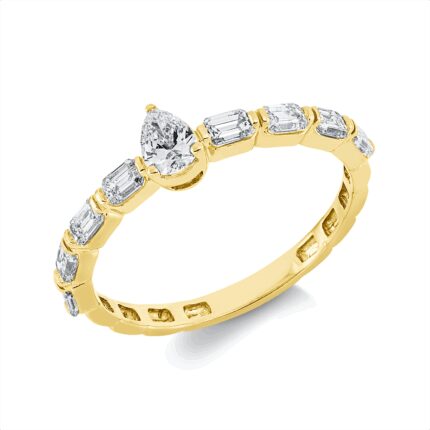 Solitaeire Gelbgold 18kt 0,80 Diamantringe mit 9 Diamanten - 1GW34