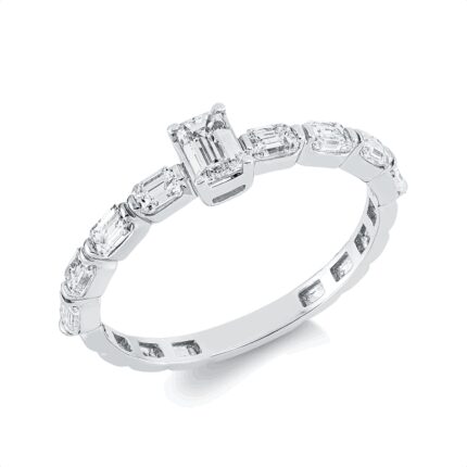 Solitaeire Weißgold 18kt 0,84 Diamantringe mit 9 Diamanten - 1GW38