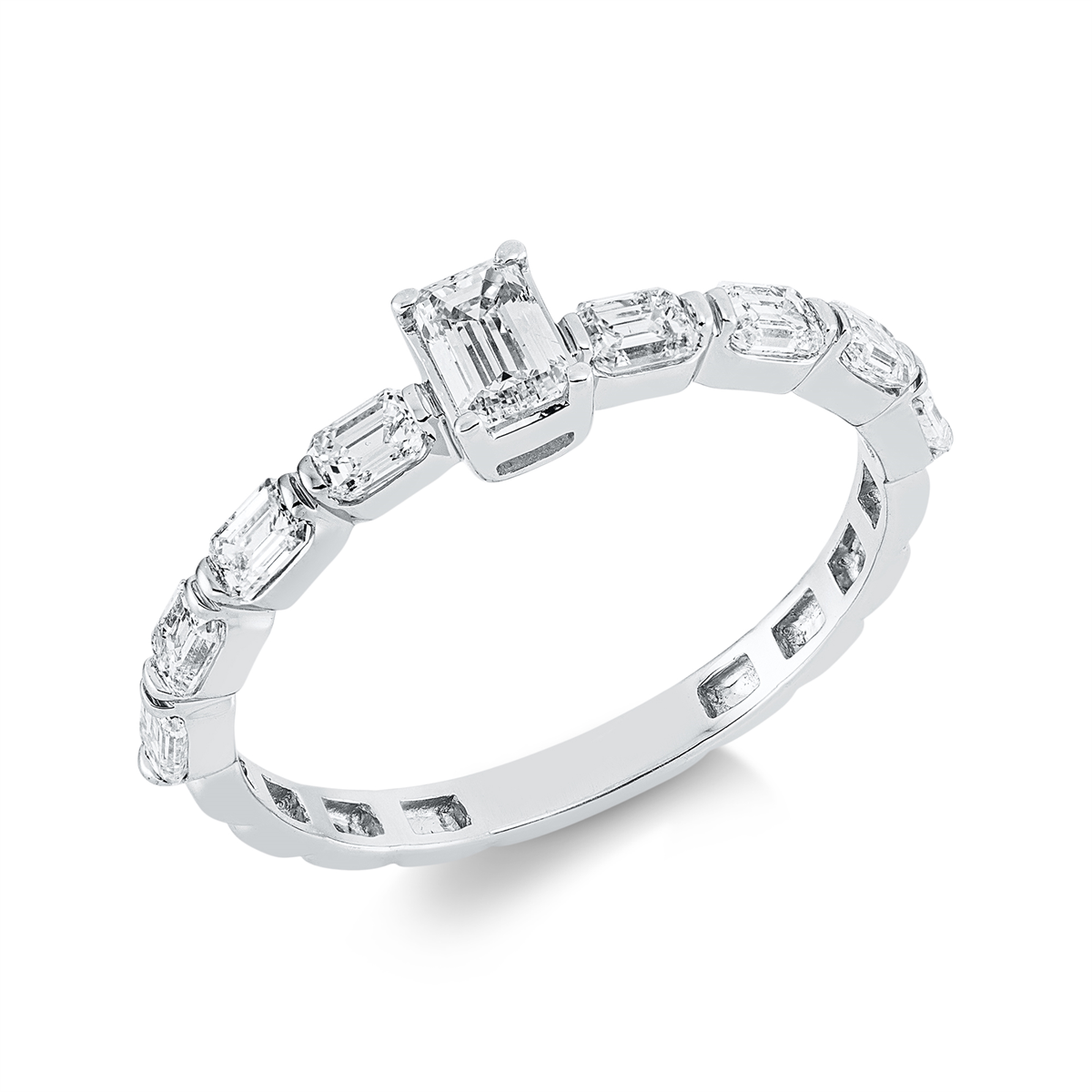 1GW38W Solitaeire Weißgold 18kt 0,84 Diamantringe mit 9 Diamanten - 1GW38 – Bild 1