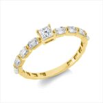 Solitaeire Gelbgold 18kt 0,79 Diamantringe mit 9 Diamanten - 1GW40