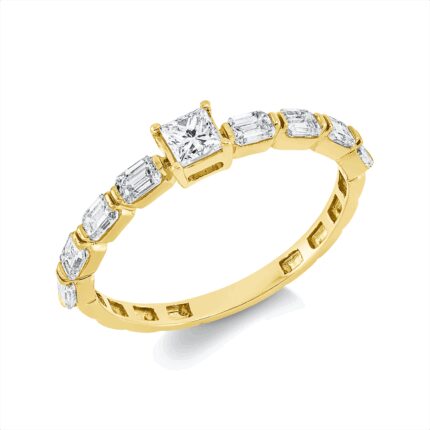 Solitaeire Gelbgold 18kt 0,79 Diamantringe mit 9 Diamanten - 1GW40