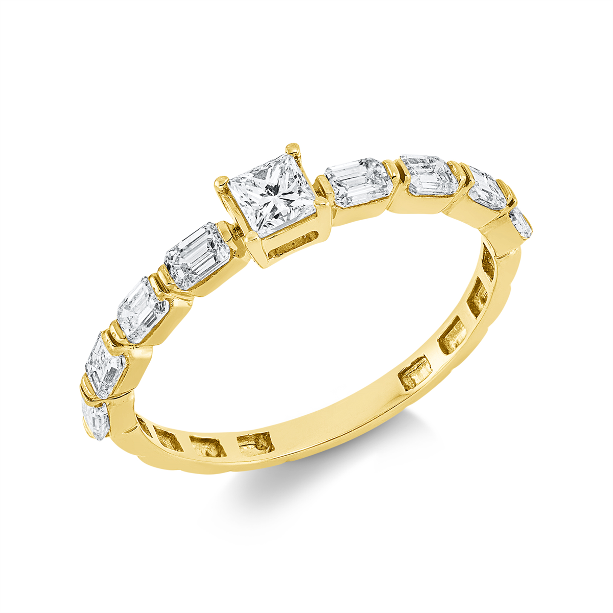 1GW40G Solitaeire Gelbgold 18kt 0,79 Diamantringe mit 9 Diamanten - 1GW40 – Bild 1