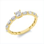 Solitaeire Gelbgold 18kt 0,85 Diamantringe mit 9 Diamanten - 1GW41