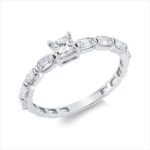 Solitaeire Weißgold 18kt 0,89 Diamantringe mit 9 Diamanten - 1GW42