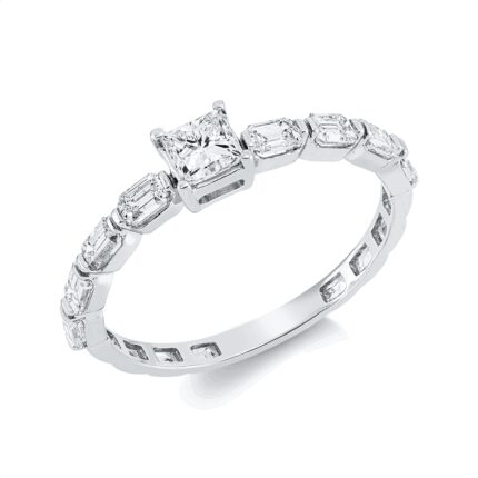 Solitaeire Weißgold 18kt 0,89 Diamantringe mit 9 Diamanten - 1GW42