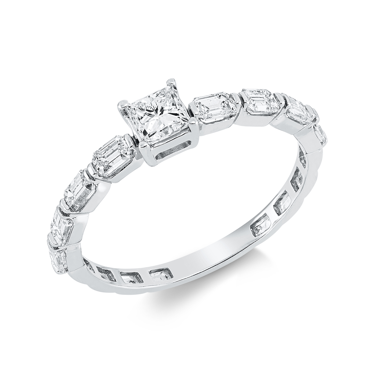 1GW42W Solitaeire Weißgold 18kt 0,89 Diamantringe mit 9 Diamanten - 1GW42 – Bild 1