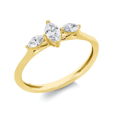 Solitaeire Gelbgold 18kt 0,38 Diamantringe mit 3 Diamanten - 1GW49