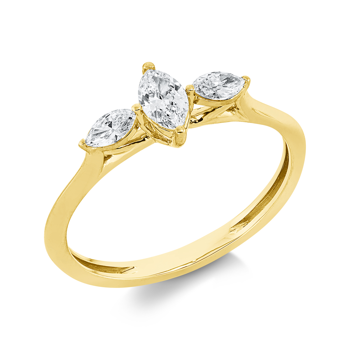 1GW49G Solitaeire Gelbgold 18kt 0,38 Diamantringe mit 3 Diamanten - 1GW49 – Bild 1