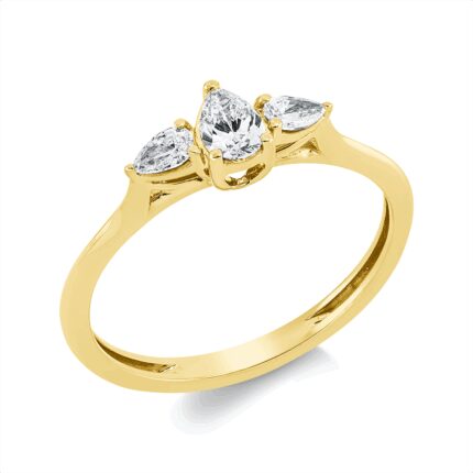 Solitaeire Gelbgold 18kt 0,33 Diamantringe mit 3 Diamanten - 1GW51