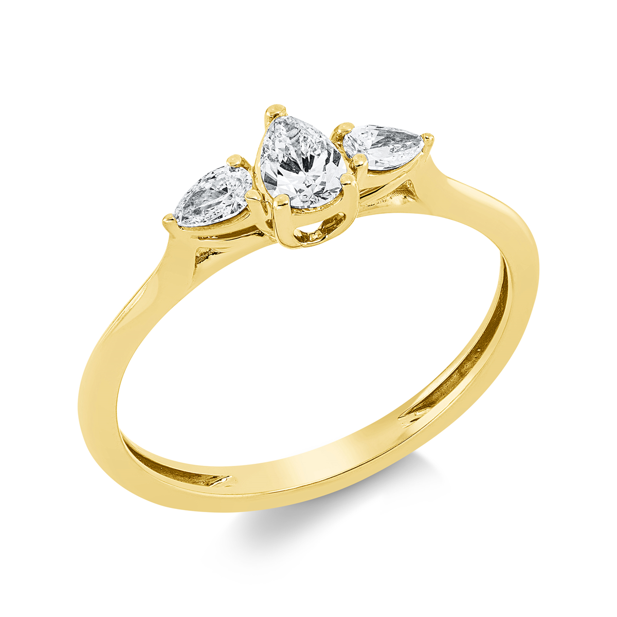 1GW51G Solitaeire Gelbgold 18kt 0,33 Diamantringe mit 3 Diamanten - 1GW51 – Bild 1