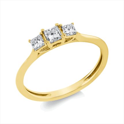 Solitaeire Gelbgold 18kt 0,37 Diamantringe mit 3 Diamanten - 1GW53