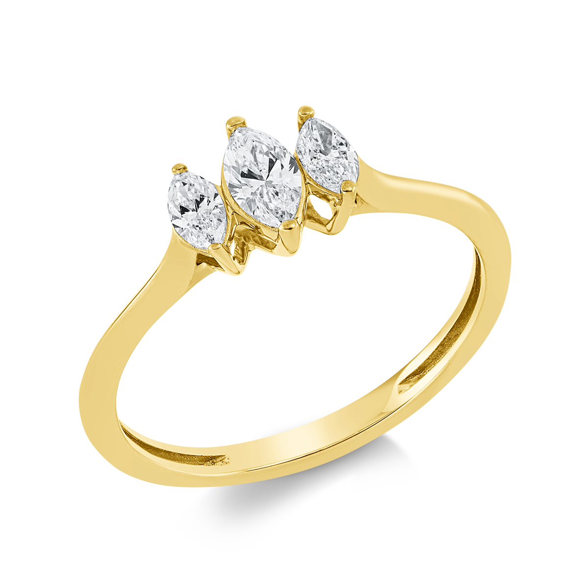 1GW55G Solitaeire Gelbgold 18kt 0,32 Diamantringe mit 3 Diamanten - 1GW55 – Bild 1