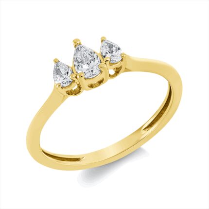 Solitaeire Gelbgold 18kt 0,34 Diamantringe mit 3 Diamanten - 1GW57