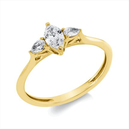 Solitaeire Gelbgold 18kt 0,40 Diamantringe mit 3 Diamanten - 1GW65